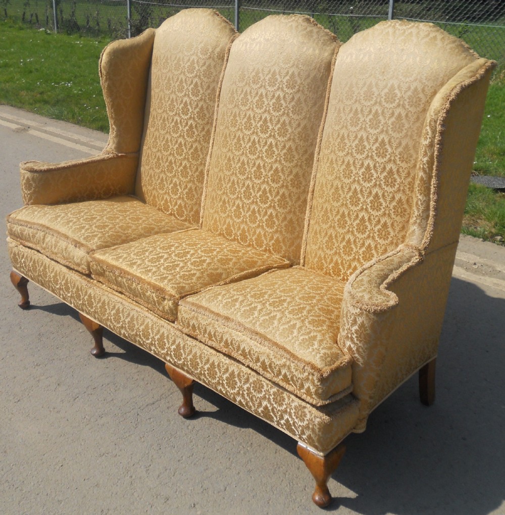 Wingback Three Seater Upholstered Settee View II