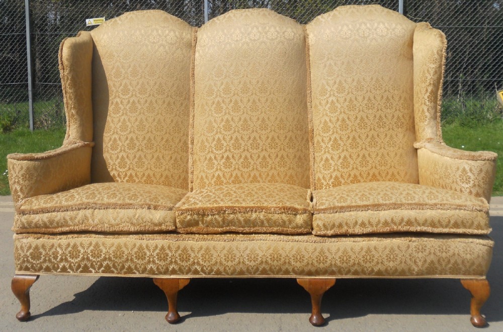 Wingback Three Seater Upholstered Settee View VI