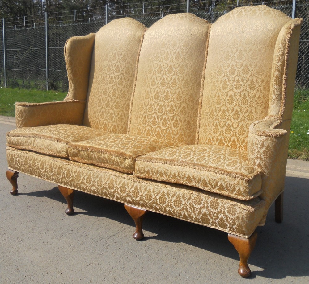 Wingback Three Seater Upholstered Settee View VII