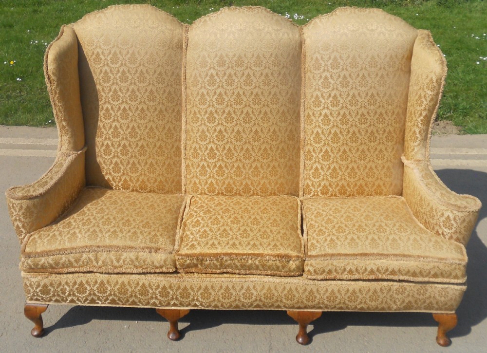 Wingback Three Seater Upholstered Settee View VIII