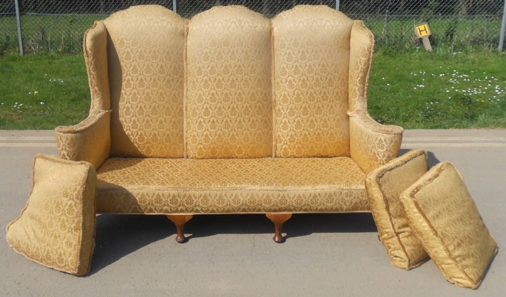 Wingback Three Seater Upholstered Settee View IX