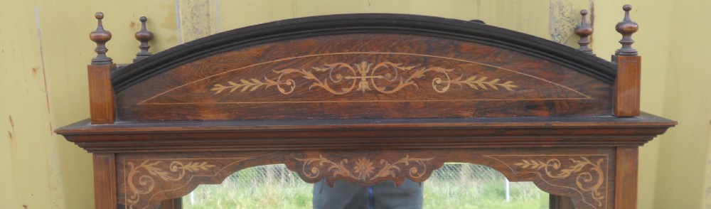 Edwardian Large Inlaid Mahogany Overmantel Mirror View III