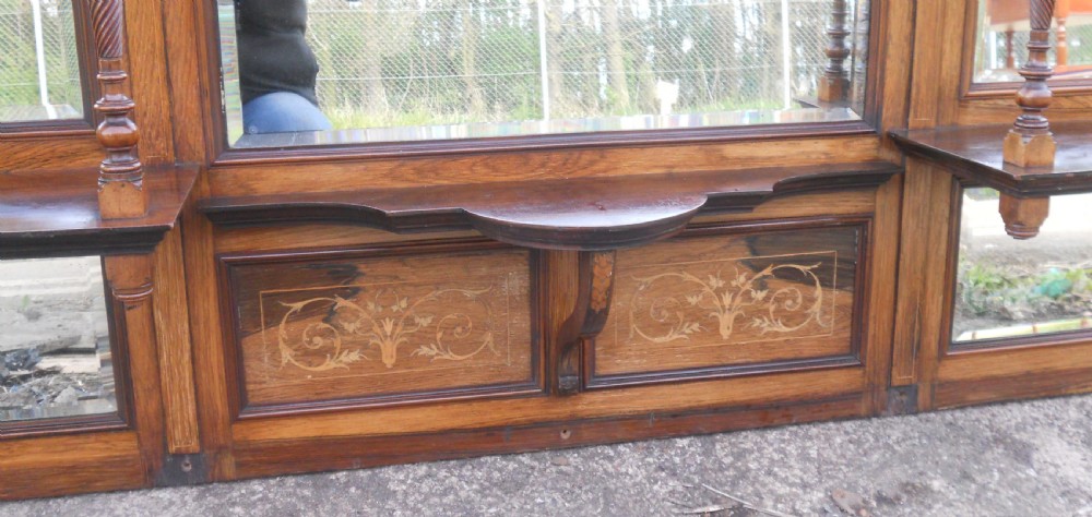 Edwardian Large Inlaid Mahogany Overmantel Mirror View VII