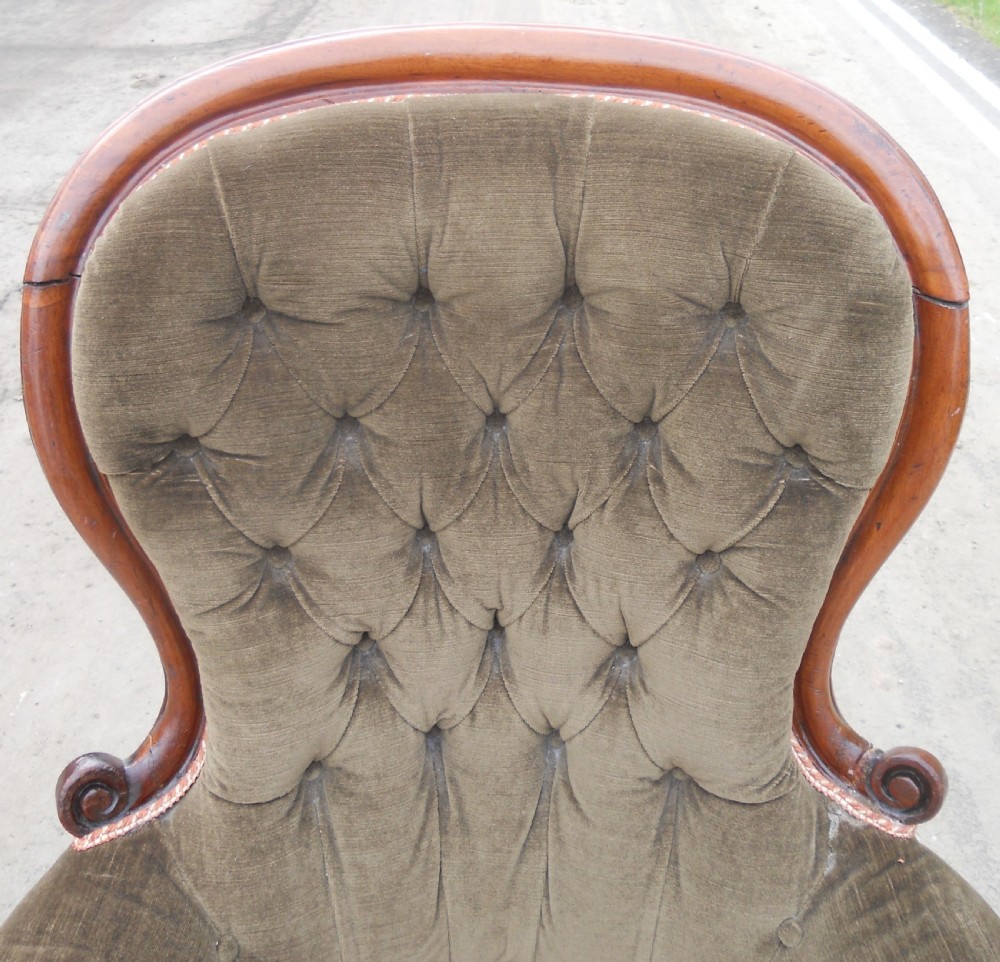 Victorian Mahogany Framed Fireside Armchair View II