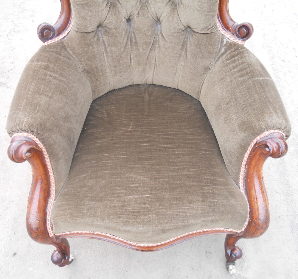 Victorian Mahogany Framed Fireside Armchair View III