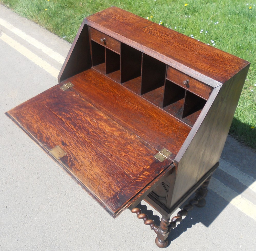 Jacobean Style Oak Writing Bureau  View VII