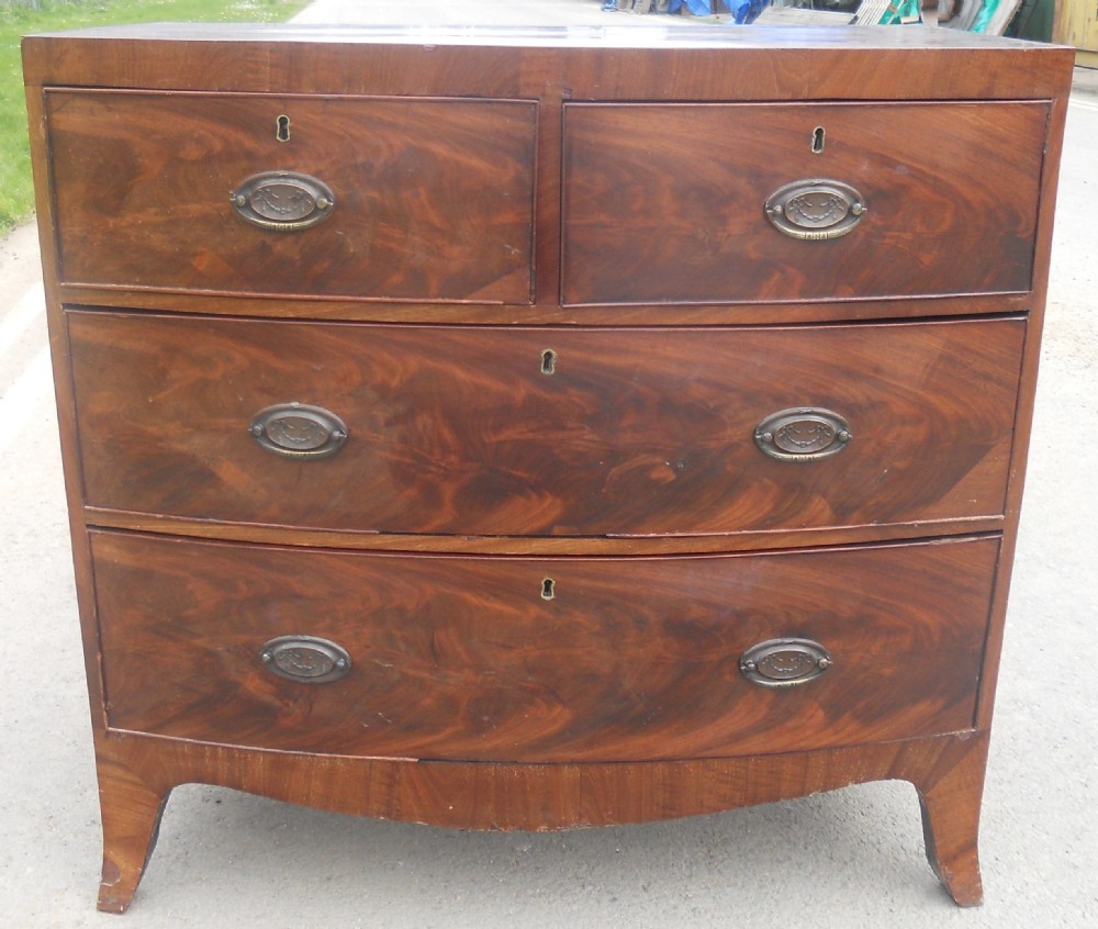 Georgian Mahogany Small Bowfront Chest of Drawers View V