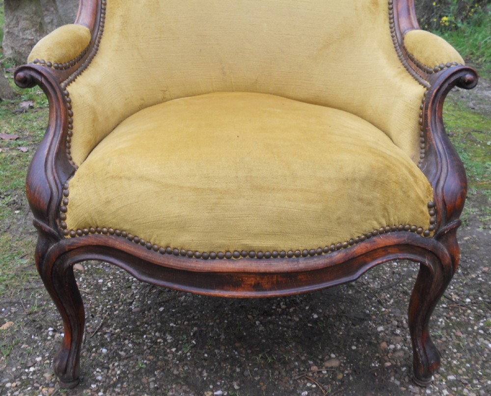 Victorian Walnut Framed Fireside Armchair View IV