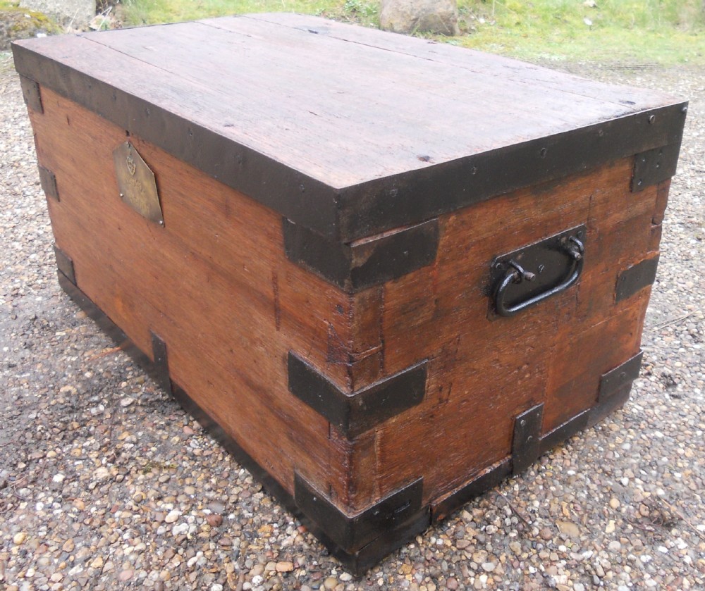 Military Metal Bound Wooden Trunk  View V