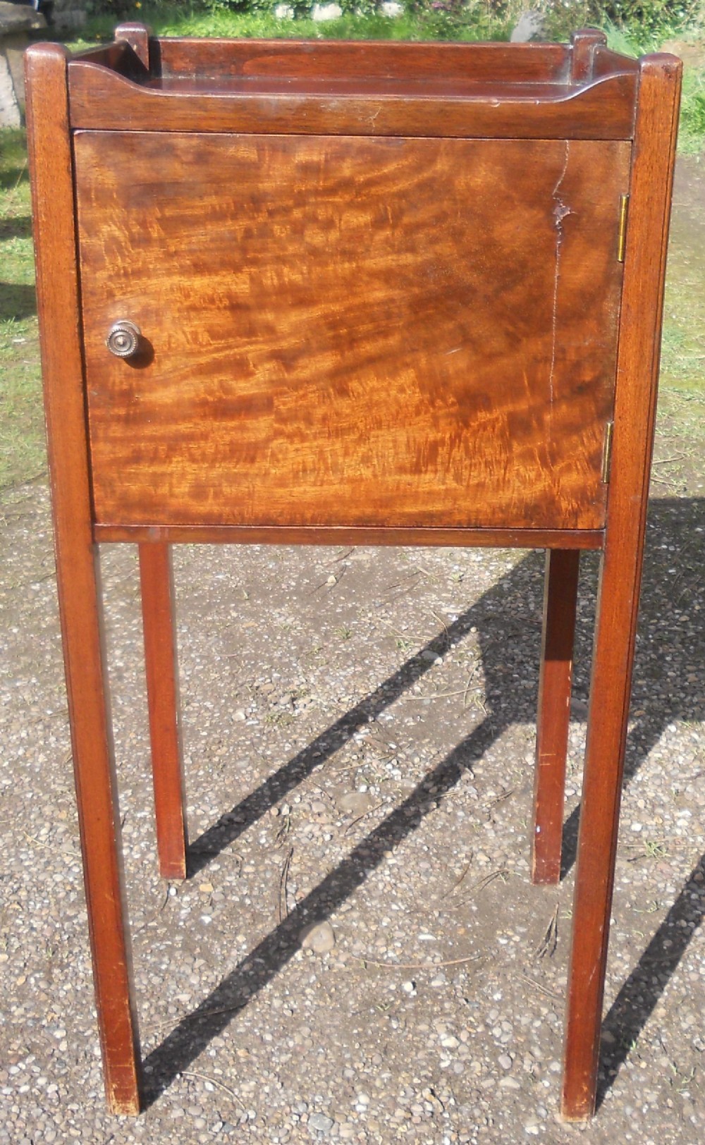 Georgian Mahogany Tray Top Bedside Cabinet 