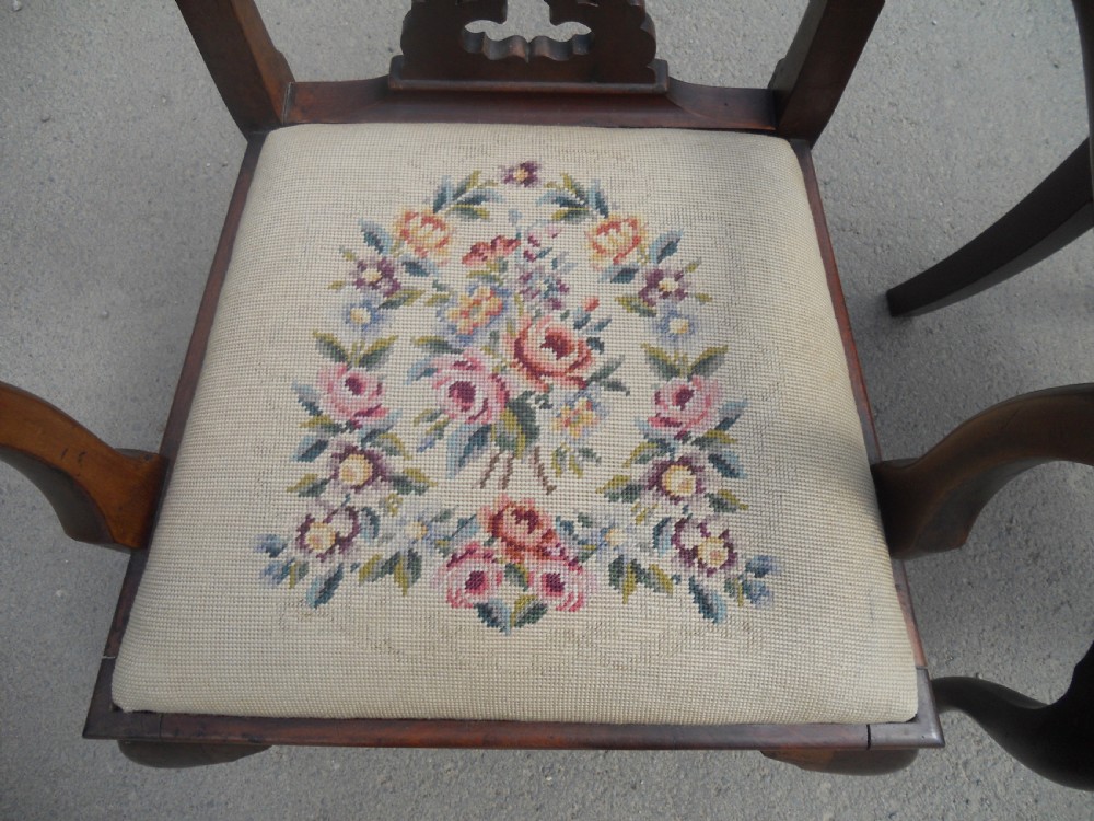 Pair Chippendale Style Mahogany Carver Armchairs  View III