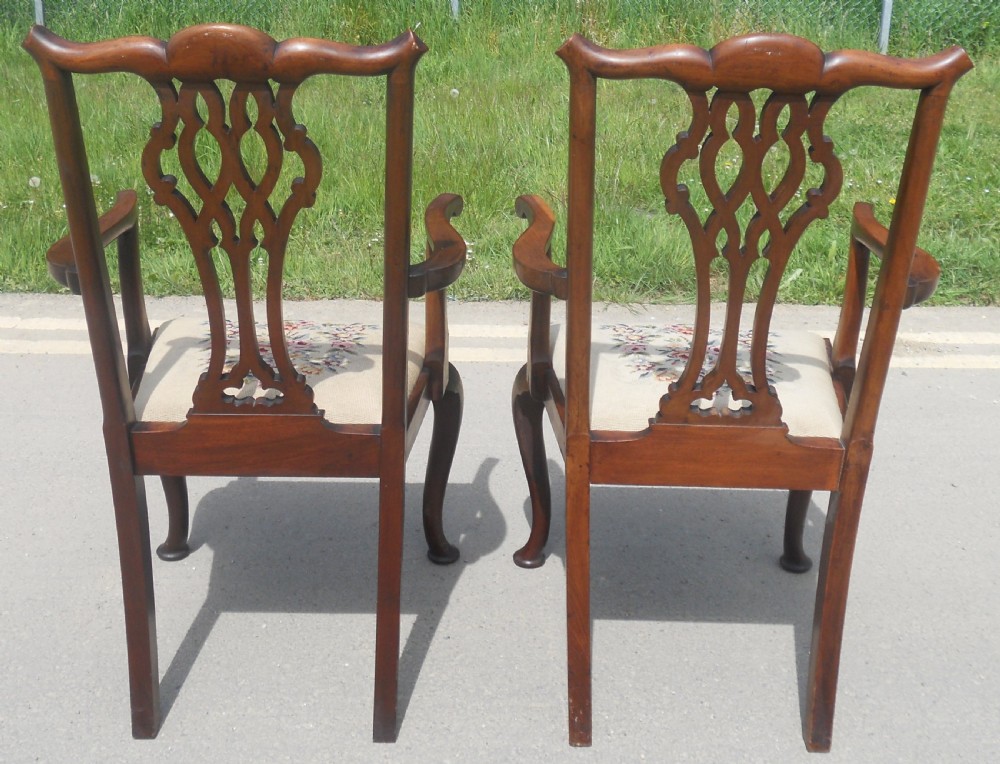 Pair Chippendale Style Mahogany Carver Armchairs  View VIII