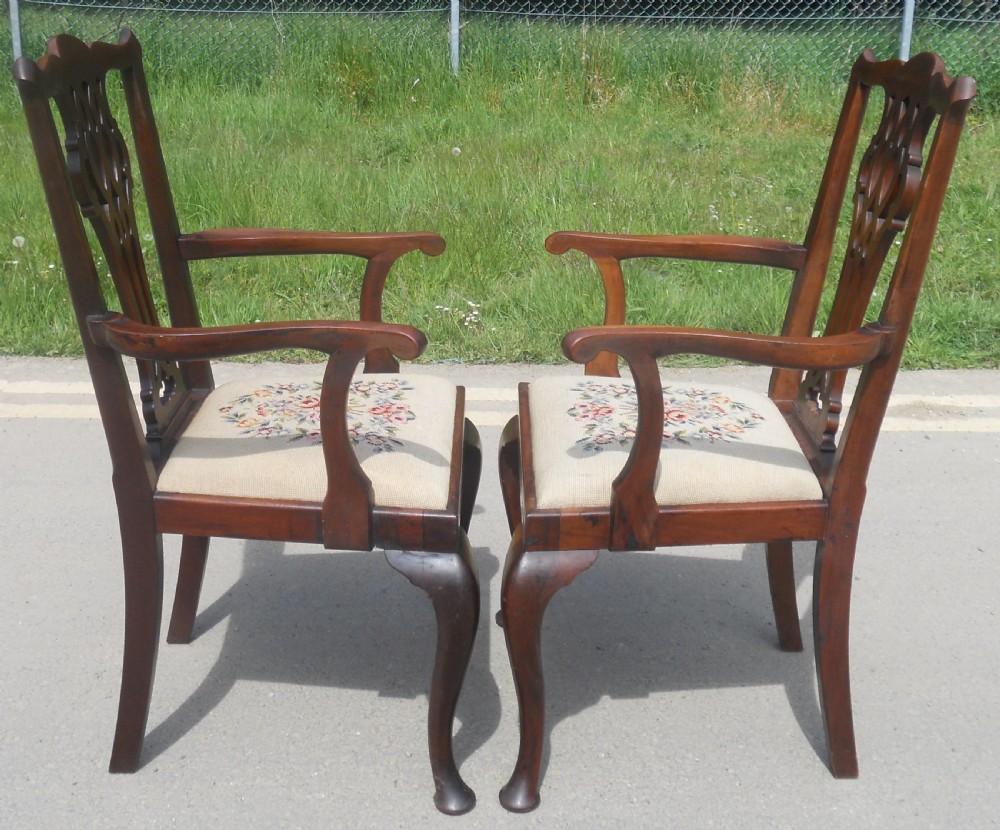 Pair Chippendale Style Mahogany Carver Armchairs  View IX
