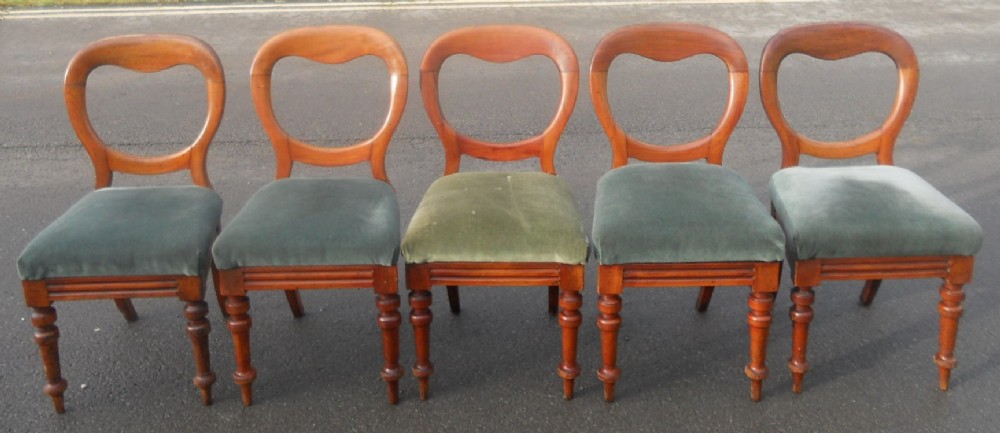 Set of Five Victorian Mahogany Dining Chairs 
