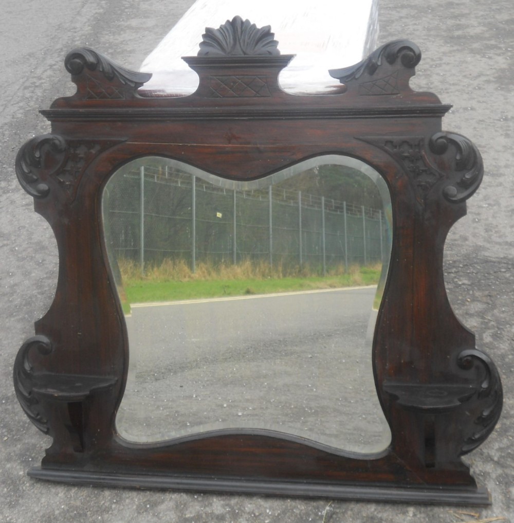 Edwardian Ebonized Overmantel Mirror 