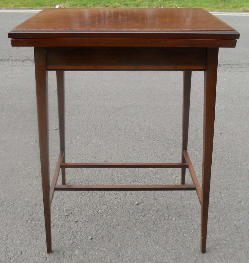 Edwardian Mahogany Fold Over Card Table 