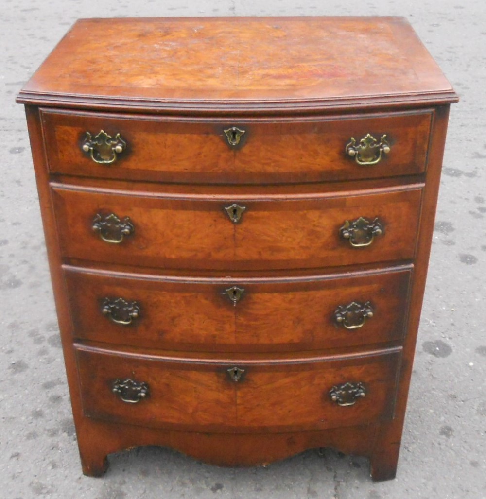 Small Walnut Bowfront Chest of Drawers 