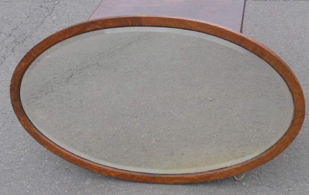 Large Oval Oak Framed Wall Mirror 