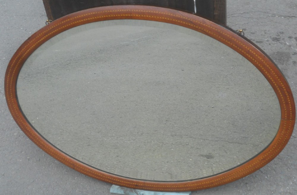 Edwardian Oval Inlaid Mahogany Wall Mirror 