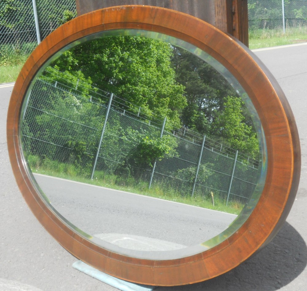 Large Oval Mahogany Framed Hanging Wall Mirror 