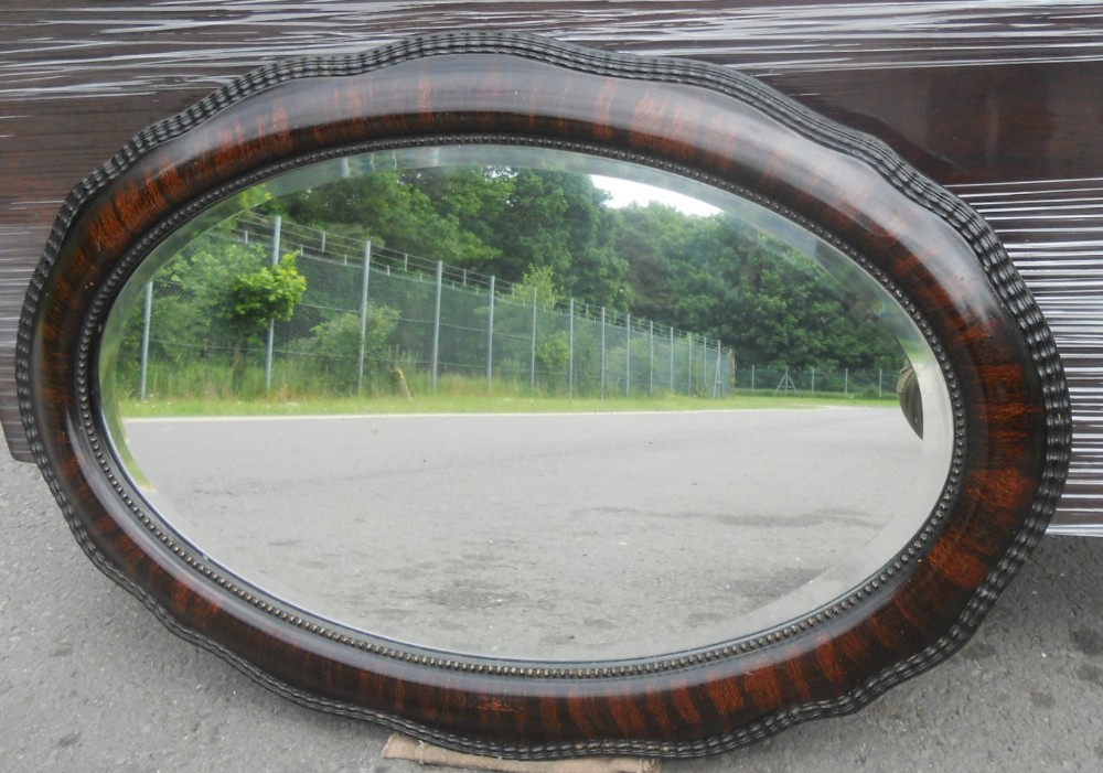 Edwardian Large Oval Hanging Wall Mirror 
