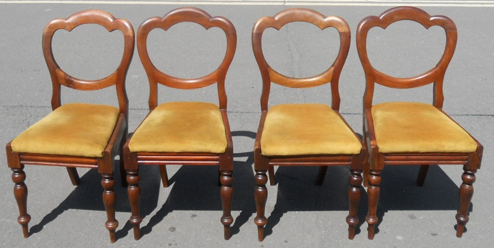 Set of Four Victorian Mahogany Crown Back Dining Chairs 