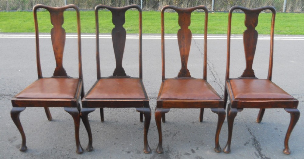 Set of Four Beech Highback Dining Chairs 