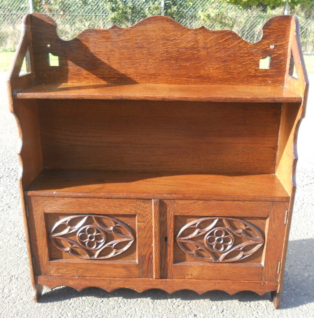 Gothic Oak Hanging Wall Cupboard 