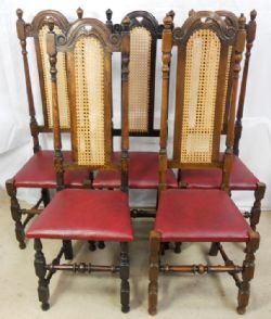 FIVE HIGHBACK JACOBEAN STYLE DINING CHAIRS