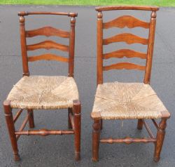 TWO ELM LADDERBACK DINING CHAIRS