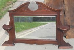 EDWARDIAN SMALL MAHOGANY OVERMANTEL MIRROR