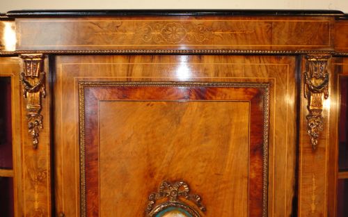 VICTORIAN WALNUT THUYA INLAID CREDENZA C1870 - ADDITIONAL PHOTO 3