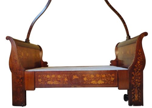 DUTCH WALNUT AND FLORAL MARQUETRY CANOPY BED - ADDITIONAL PHOTO 2
