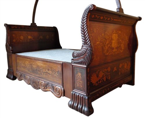 DUTCH WALNUT AND FLORAL MARQUETRY CANOPY BED - ADDITIONAL PHOTO 3