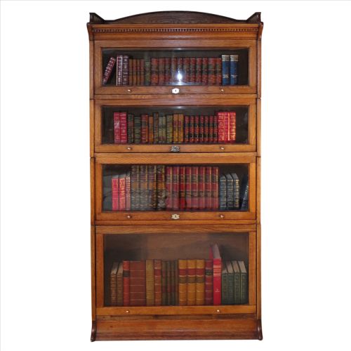 antique four section stacking bookcase by harris lebus c1905 - CATEGORY: ANTIQUE BOOKCASES - DATED 