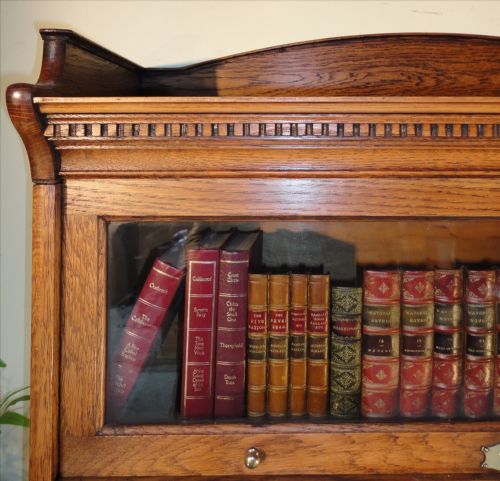 ANTIQUE FOUR SECTION STACKING BOOKCASE BY HARRIS LEBUS C1905 - ADDITIONAL PHOTO 4