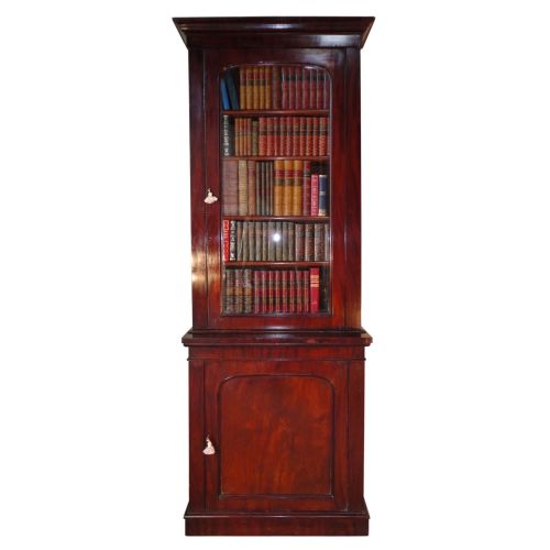 william iv mahogany library bookcase cabinet 8ft high - CATEGORY: ANTIQUE BOOKCASES - DATED 1800