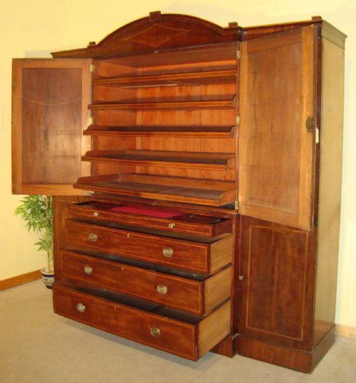 REGENCY SECRETAIRE BREAKFRONT LINEN PRESS WARDROBE - ADDITIONAL PHOTO 3