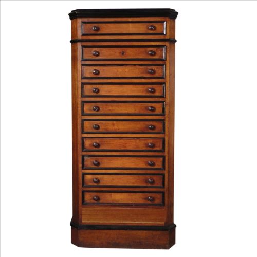 victorian aesthetic style walnut collectors chestcabinet c1870 - CATEGORY: ANTIQUE CHEST OF DRAWERS - DATED 1870