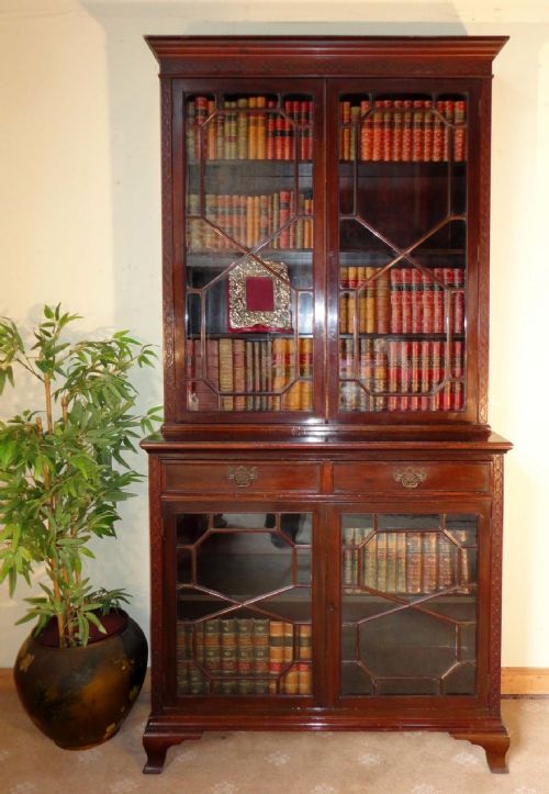 EDWARDIAN CHIPPENDALE STYLE BOOKCASE - ADDITIONAL PHOTO 6