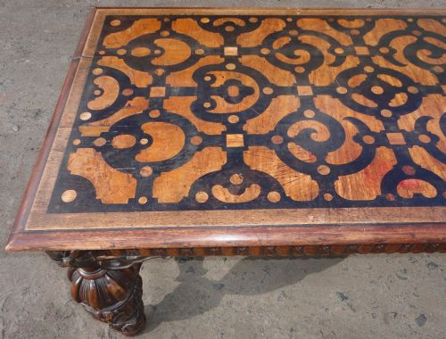 19TH CENTURY OAK PARQUETRY TOPPED REFECTORY DININGCENTRE TABLE - ADDITIONAL PHOTO 3