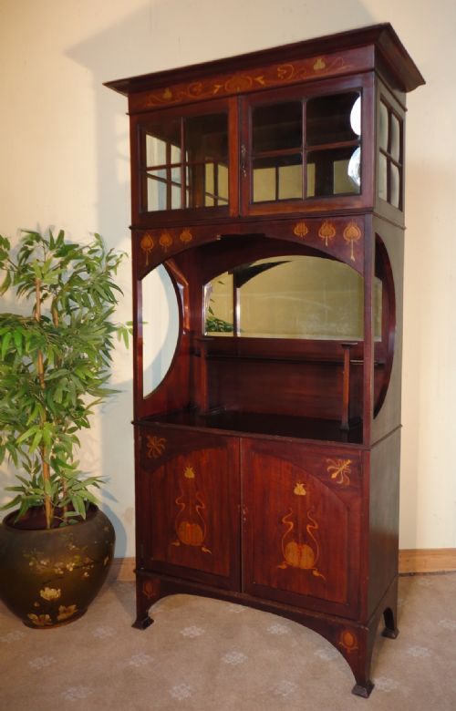 ART NOVEAU MAHOGANY AND MARQUETRY INLAID CABINET SHAPLAND PETTER - ADDITIONAL PHOTO 1