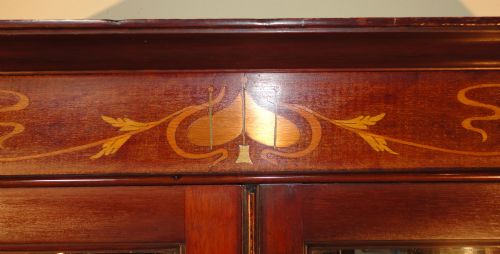 ART NOVEAU MAHOGANY AND MARQUETRY INLAID CABINET SHAPLAND PETTER - ADDITIONAL PHOTO 3