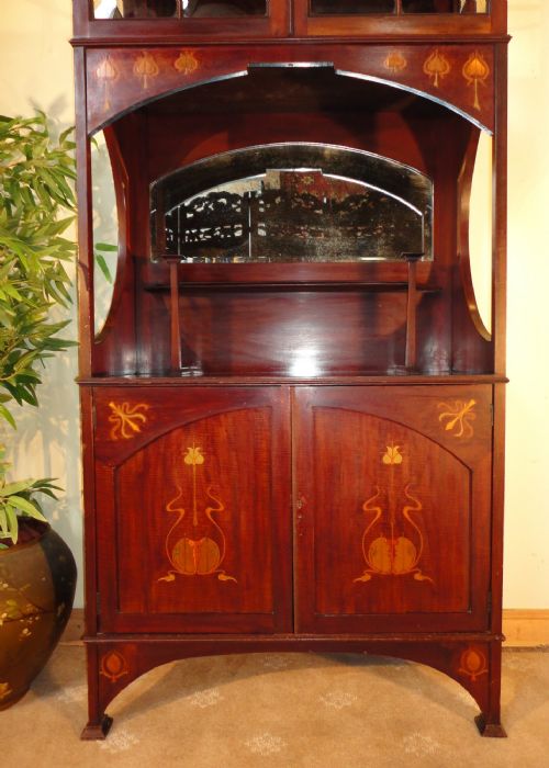 ART NOVEAU MAHOGANY AND MARQUETRY INLAID CABINET SHAPLAND PETTER - ADDITIONAL PHOTO 4