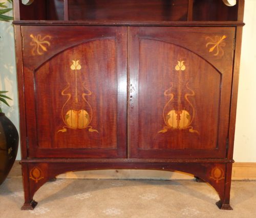 ART NOVEAU MAHOGANY AND MARQUETRY INLAID CABINET SHAPLAND PETTER - ADDITIONAL PHOTO 6