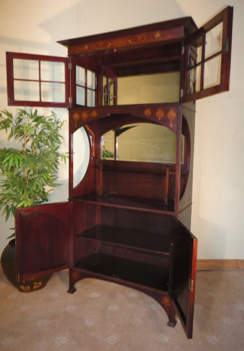 ART NOVEAU MAHOGANY AND MARQUETRY INLAID CABINET SHAPLAND PETTER - ADDITIONAL PHOTO 8