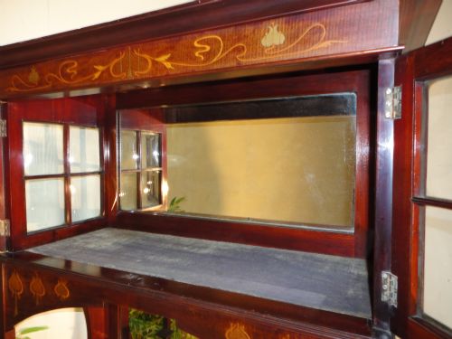 ART NOVEAU MAHOGANY AND MARQUETRY INLAID CABINET SHAPLAND PETTER - ADDITIONAL PHOTO 9