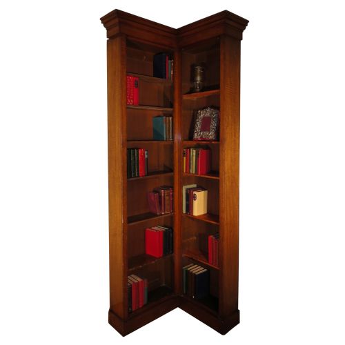 victorian oak narrow corner bookcase - CATEGORY: ANTIQUE BOOKCASES - DATED VICTORIAN