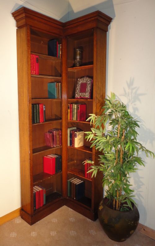 VICTORIAN OAK NARROW CORNER BOOKCASE - ADDITIONAL PHOTO 1