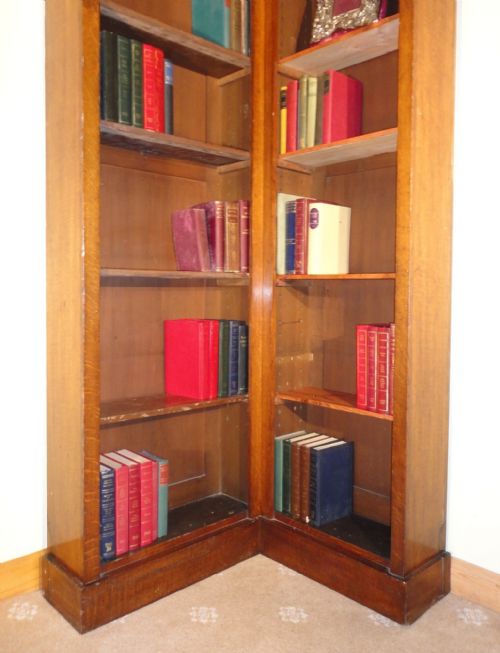 VICTORIAN OAK NARROW CORNER BOOKCASE - ADDITIONAL PHOTO 4